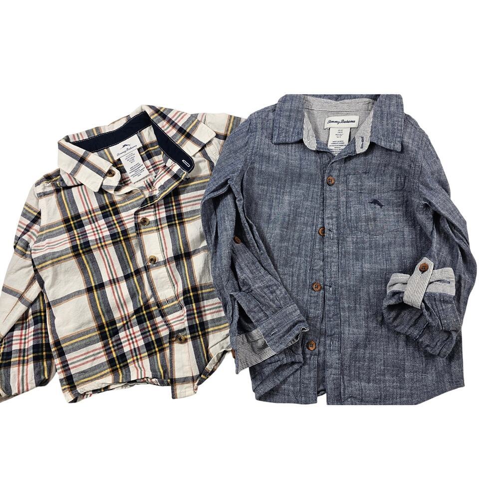 Lot of 2 boys Tommy bahama long sleeve button up tops 3-4T EUC holiday chambray - Picture 1 of 4